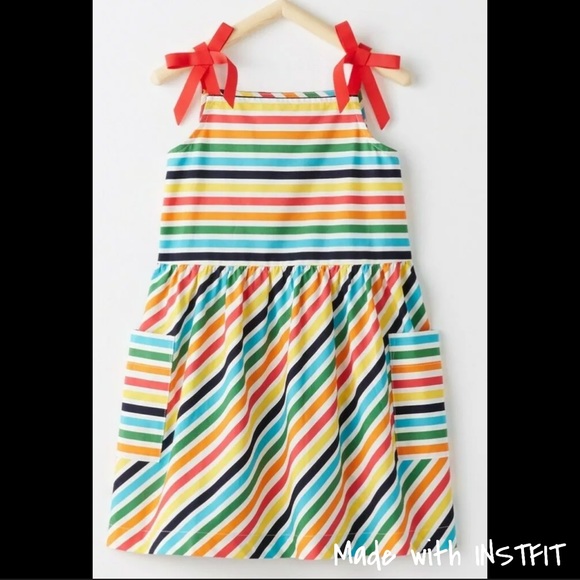 Hanna Andersson Ribbon Sundress Rainbow Striped 12 - Picture 7 of 7
